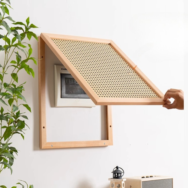 Power Tools Storage - Wood Woven Rattan Electrical Box Cover