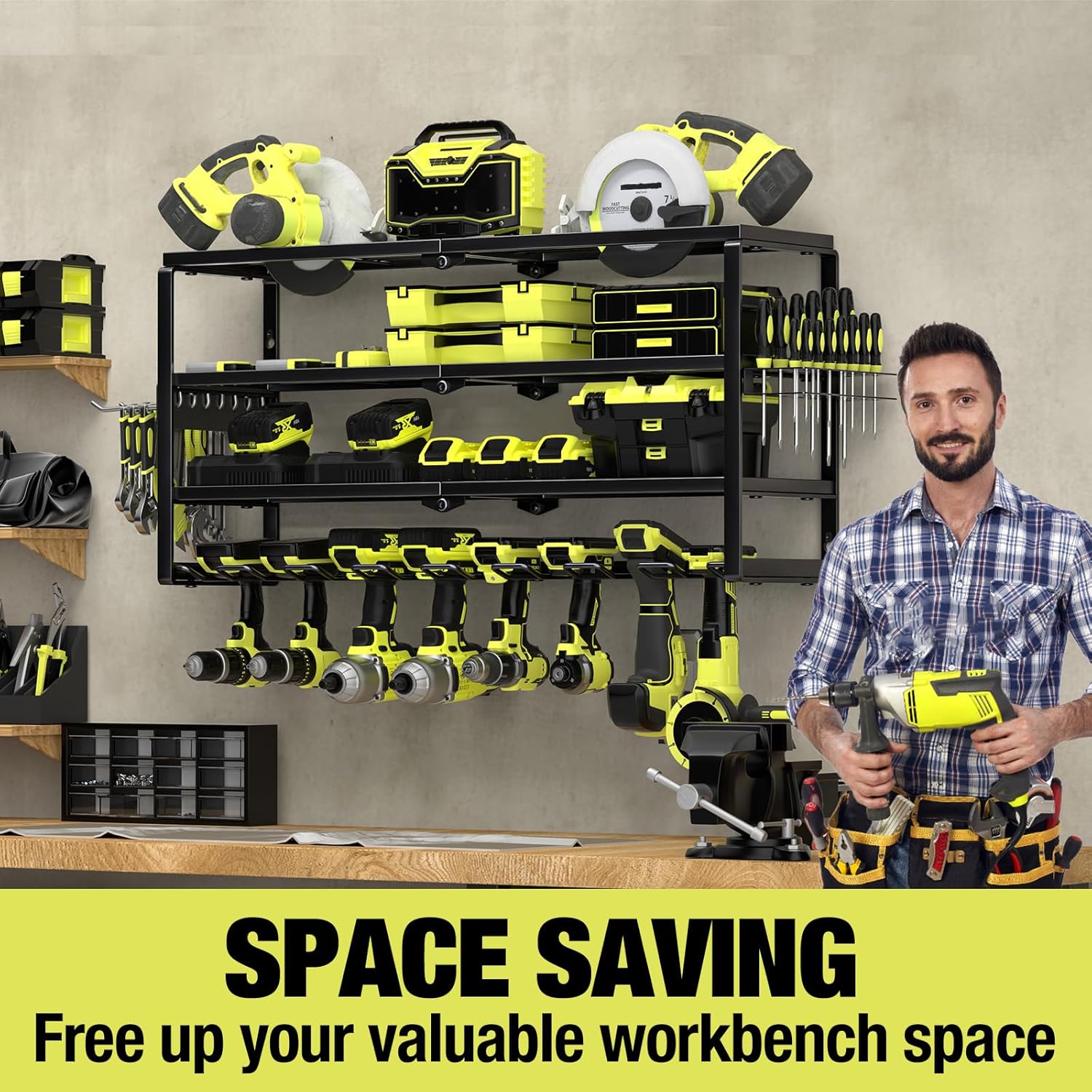 4 Layer Wall Mount Power Tool  - مراجعة Power Tools Storage وسعره