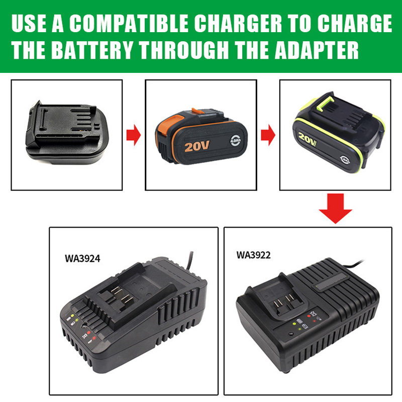 Battery Adapter Converter for  - مراجعة Power Tools Green Color وسعره