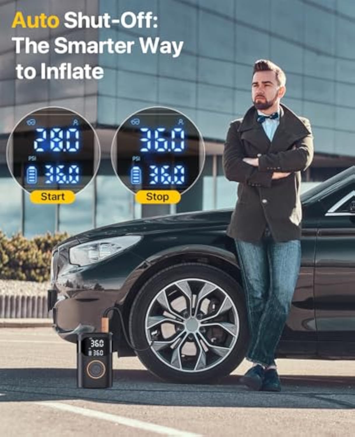 Automatic Rechargeable Electri - مراجعة Air Compressor Mini وسعره
