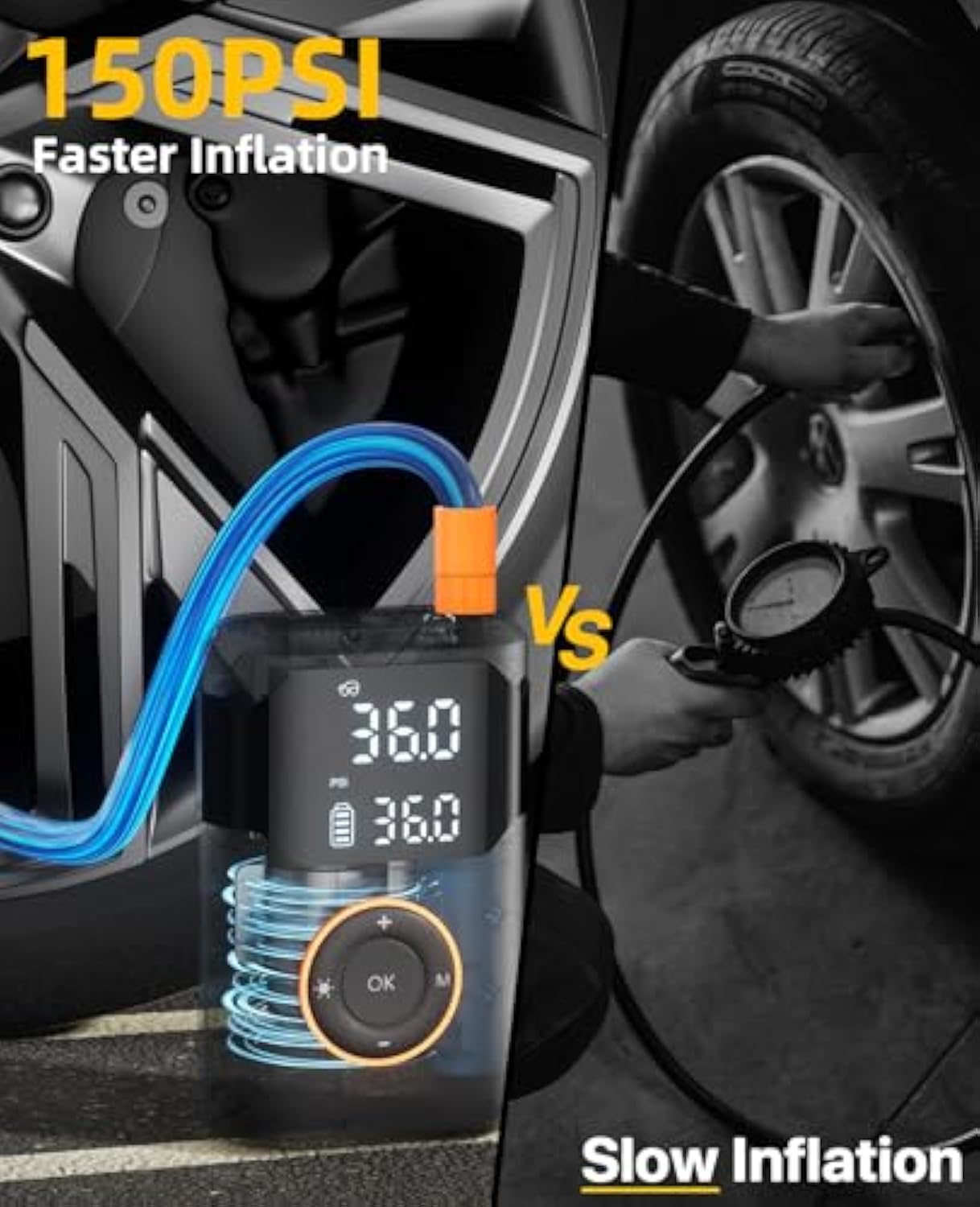 Automatic Rechargeable Electri - مراجعة Air Compressor Mini وسعره