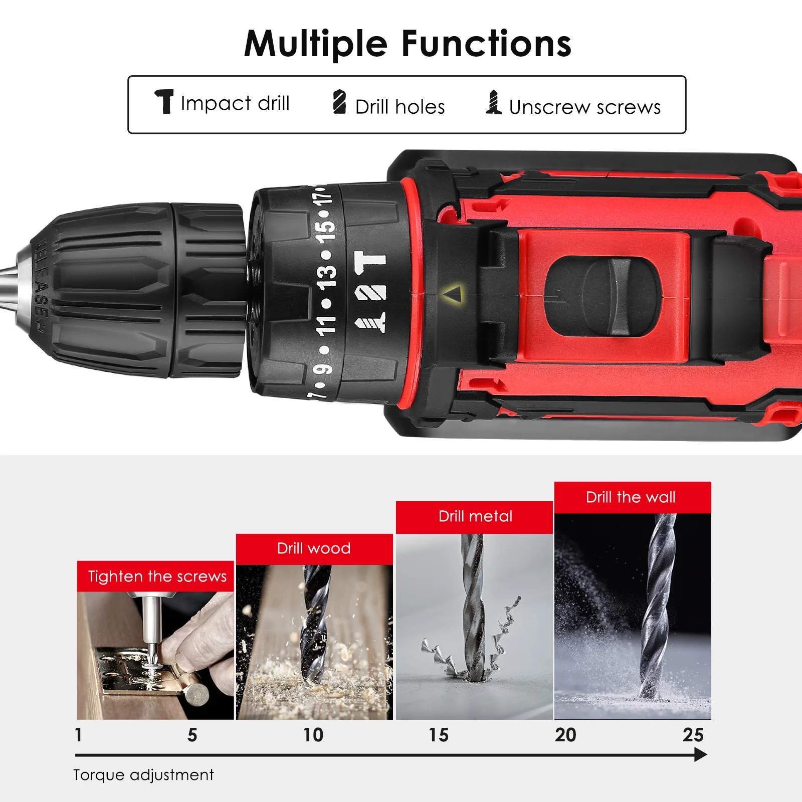 21V 12V Impact Cordless Drill  - مراجعة Power Tools Quotes وسعره