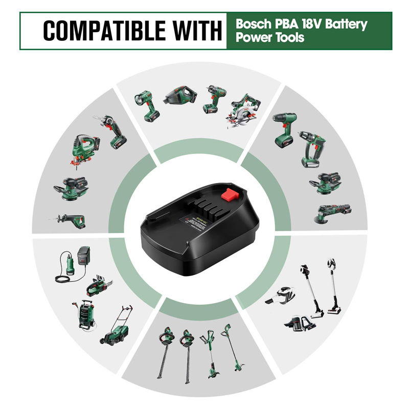 Battery Adapter for Bosch 18V  - مراجعة Power Tools Green Color وسعره