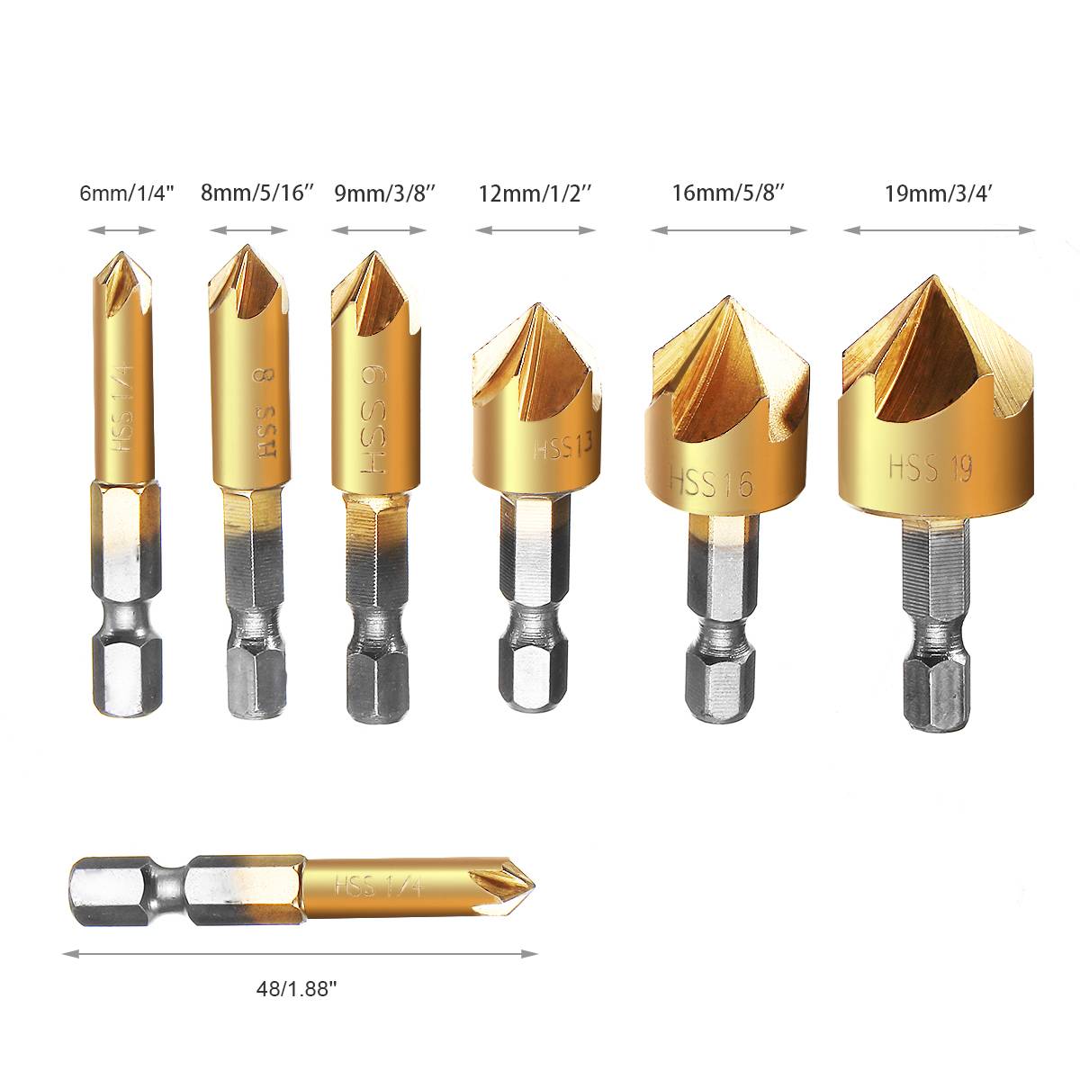 6 Pcs 6mm-19mm 5 Flute HSS Cou - مراجعة Power Tools Quotes وسعره